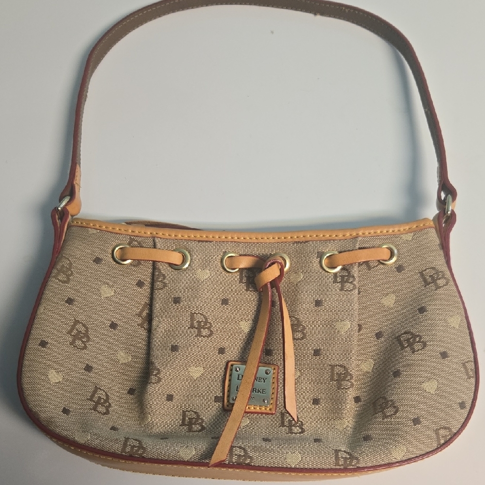 Dooney & Bourke Beige and Brown Monogram Shoulder Bag